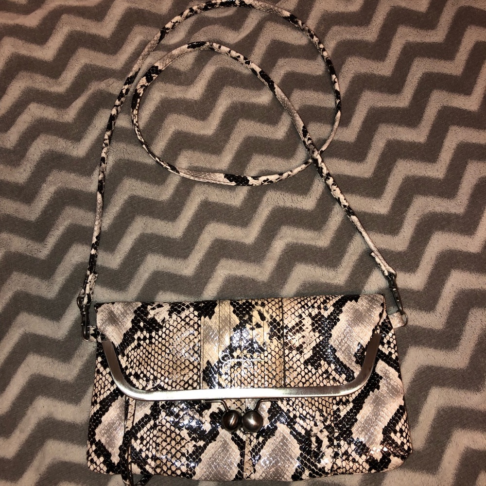 Snake skin crossbody bag